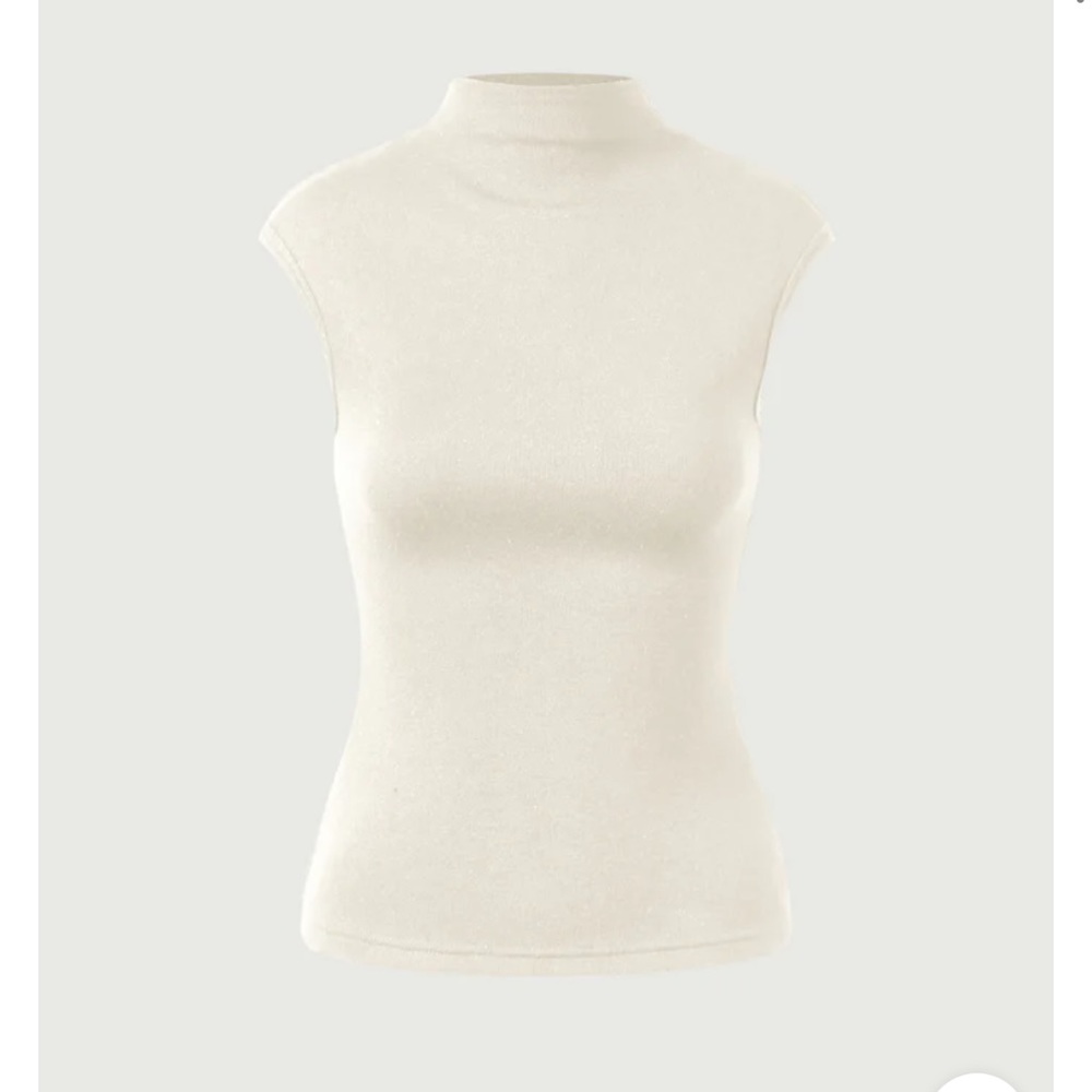 OGL Ivory Mock Neck Cap Sleeve Tank